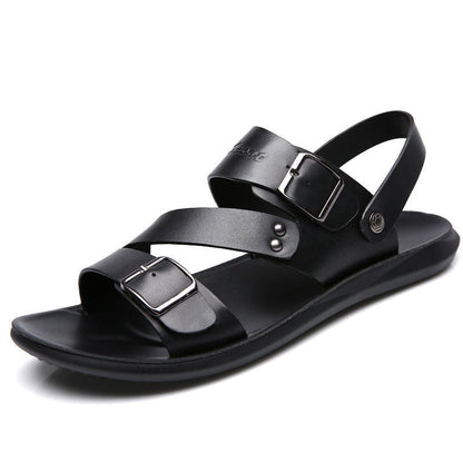 Herren Leder Flats Sandalen