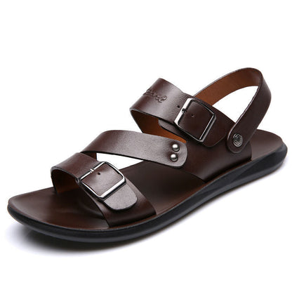 Herren Leder Flats Sandalen