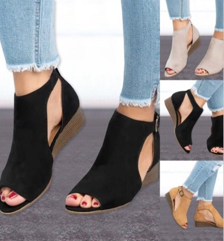 Womens Wedge Ankle Strap Boots