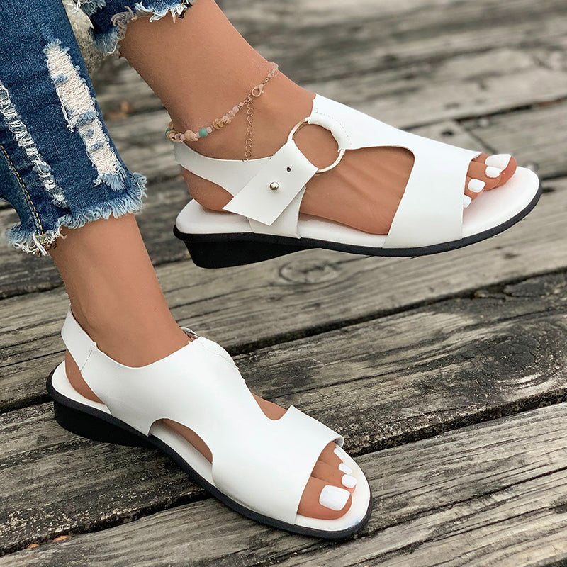 Einfarbige Keilsandalen für Frauen