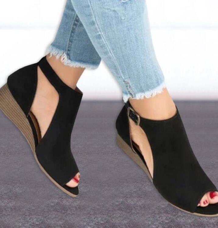 Womens Wedge Ankle Strap Boots