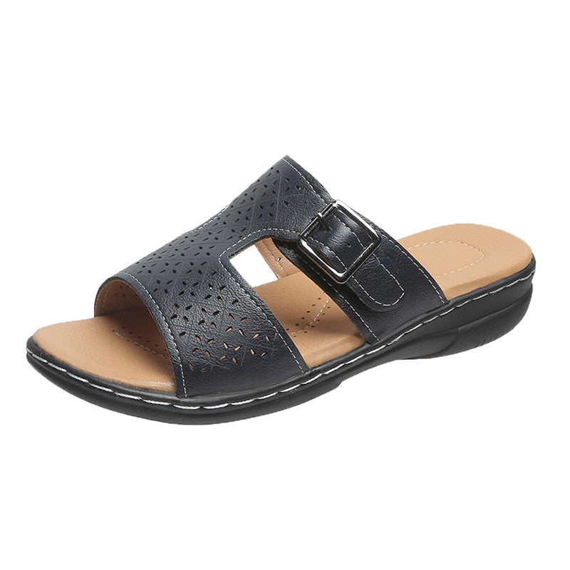 Damen Plateausandalen mit fester Farbe