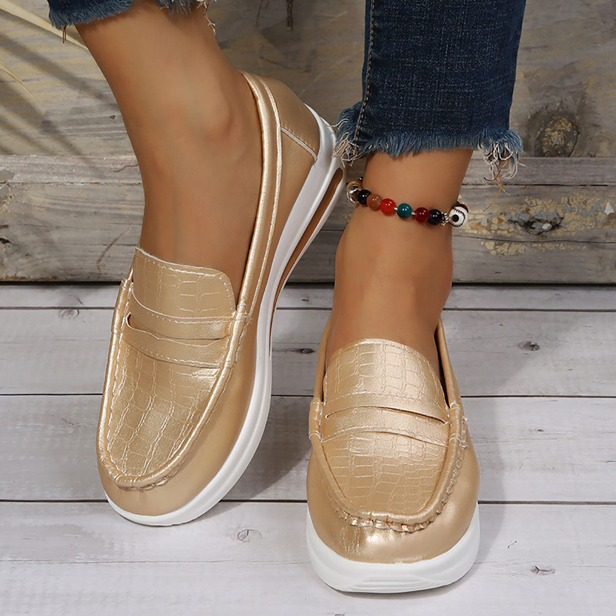 Damen Casual Leder Loafers