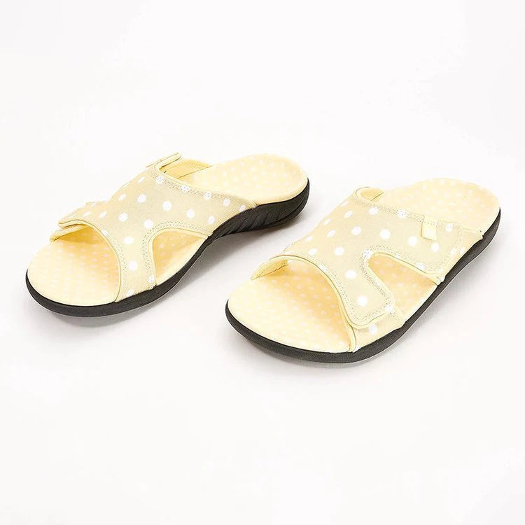 Polka Dot Print Flache Sandalen mit Hakenschlaufe und offener Spitze