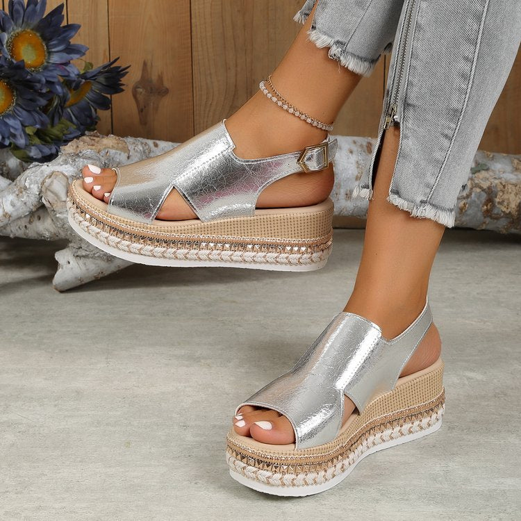 Plateau-Espadrille-Sandalen für Frauen