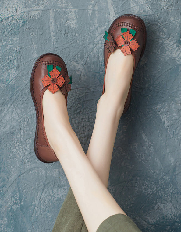 Leder Blume Retro Flats