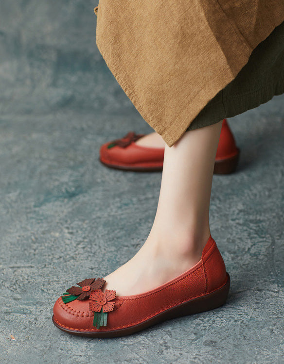 Leder Blume Retro Flats