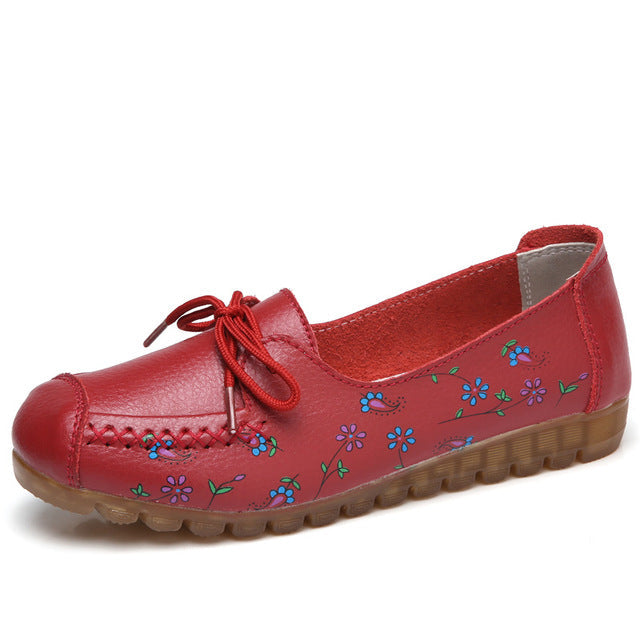 Florale Schuhe aus Leder für Damen