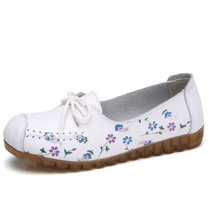 Florale Schuhe aus Leder für Damen