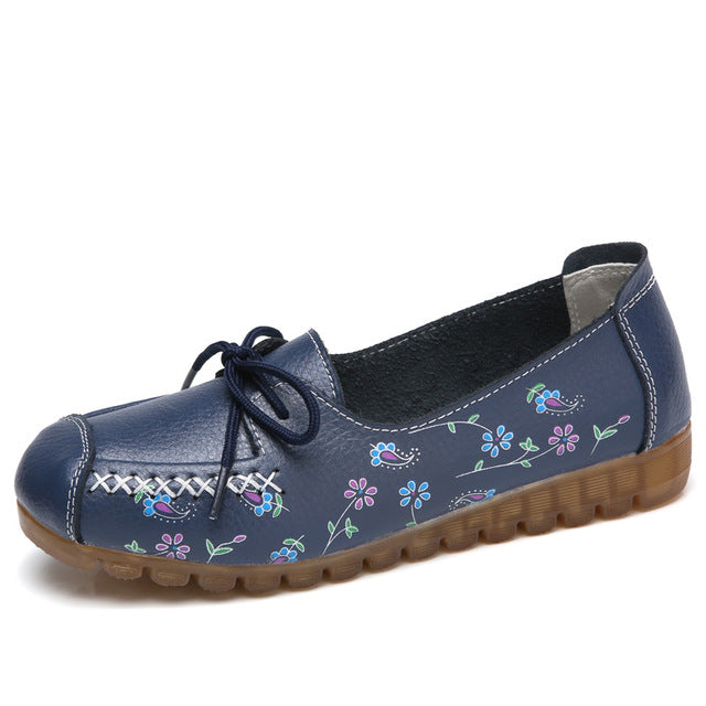 Florale Schuhe aus Leder für Damen