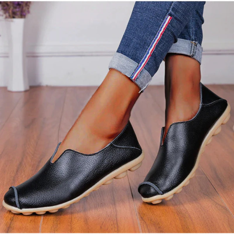 Damen Leder Loafer lässig Stil Boot Schuhe