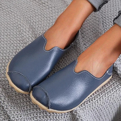 Damen Leder Loafer lässig Stil Boot Schuhe