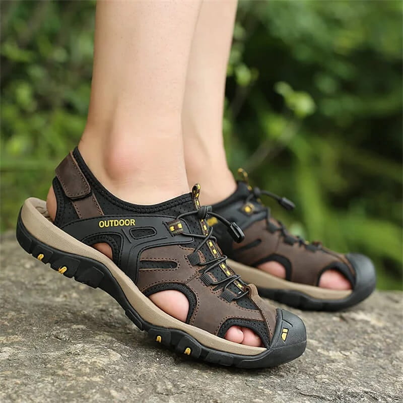 Herren Leder Sandalen Wanderschuhe